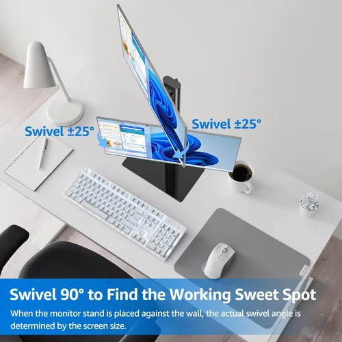 Miniatura 5 de MOUNTUP Soporte Vertical para Monitor Dual, Apila Dos Pantallas de hasta 32 Pulgadas, 14.9 Kg, Soporte de Escritorio Independiente para Monitor