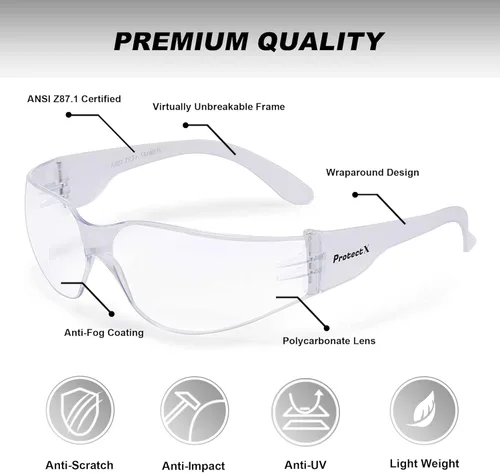 Miniatura 2 de ProtectX Gafas de seguridad para hombres y mujeres, lentes de sol de seguridad con lentes antivaho resistentes a los arañazos, agarres Skywalker