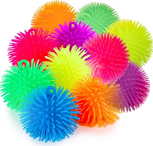 Miniatura 9 de Playbees Pelotas Puffer Suaves con Pinchos - Paquete de 6 - Juguete Sensorial de 5.5 Pulgadas para Alivio del Estrés - Colores Variados - Niños