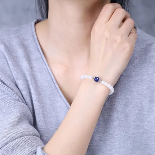 Miniatura 2 de COAI Pulsera de piedra lunar para mujer y niña, Piedra, Piedra lunar y amazonita