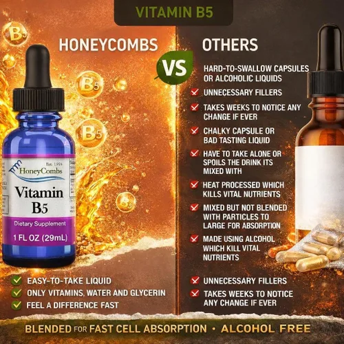 Miniatura 7 de Vitamina B5 Gotas de ácido pantoténico 500% DV Líquido B5 Suplemento Vegano Vitamina B Complejo Líquido Rápida Absorción Rápida Gotas Líquidas Apoyo