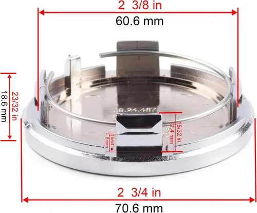 Miniatura 4 de Tapas centrales de rueda de 2.780 in/2.78 pulgadas Compatible con RM RK RW LM RM RK RW LM 09.24.467 Tapacubos centrales Paquete de 4 tapas