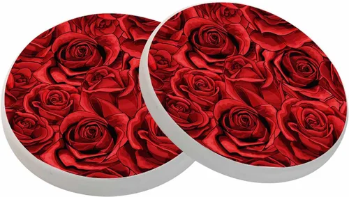 oFloral Juego de 2 posavasos de rosas rojas para bebidas, romance de flores, noble, elegantes como tazas de fuego, para decoración del hogar, 4 Rosa