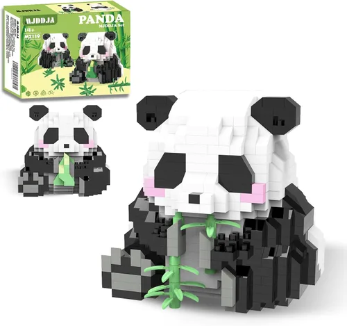 Miniatura 11 de Mini bloques de construcción de Halloween, panda sentado con calabaza, micro bloques de juguete para niños de 6, 7, 8, 9+, juegos de construcción
