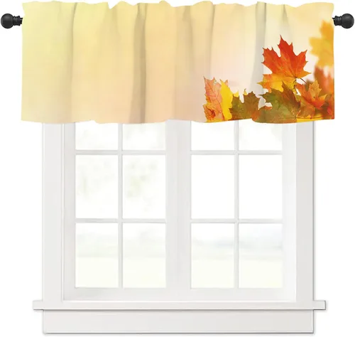 Miniatura 7 de Cenefas de Halloween para ventanas, cortina de calabaza con sombrero de bruja, cortinas cortas con bolsillo para barra, cortinas de cenefa