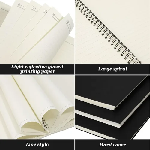 Miniatura 2 de Epakh Paquete de 6 cuadernos en espiral B5 a rayas, 70 hojas, 140 páginas, cuaderno encuadernado con alambre de 10.5 x 7.3 pulgadas, tapa dura, bloc