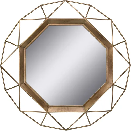 Miniatura 9 de Stonebriar Espejo decorativo negro de 28.3 pulgadas con marco de alambre de metal geométrico colgante con soportes de montaje, decoración moderna