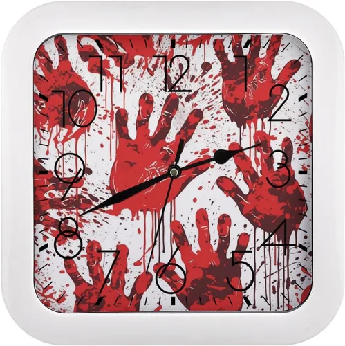Miniatura 15 de 10" Square Modern Wall Clock,American Flag Skull Print Kitchen Clocks Wall Battery Operated,Silent Non Ticking Unique Funny Cute Wall Clock for