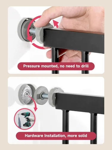 Miniatura 6 de Puerta de bebé de 29.5-40.5 pulgadas para escaleras, puerta para perros para puertas, puerta de seguridad de metal para bebés con cierre automático