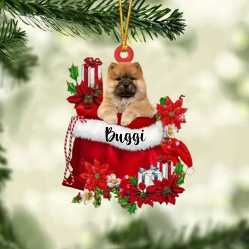Miniatura 102 de Perro Akita Inu personalizado en bolsa de regalo, adorno de Navidad, nombre personalizado, regalo para amantes de los perros, familia, Navidad