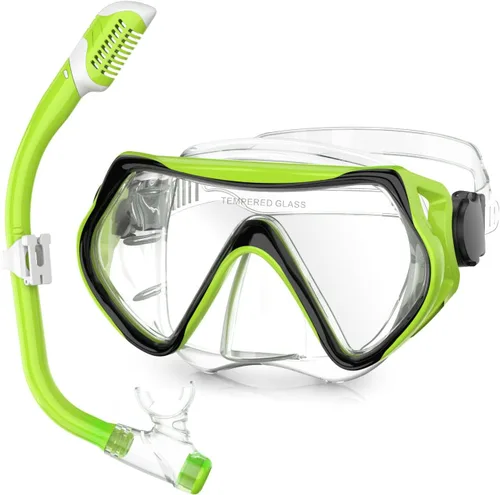 Miniatura 8 de Kids Snorkel Set Dry Top Snorkeling Gear for Kids Youth Boys Girls Junior Age 5-15,Tempered Glass Swimming Diving Mask and Snorkel Set 180 Degree