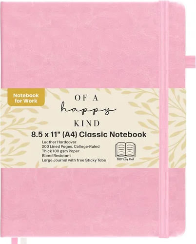 Miniatura 13 de Cuaderno clásico con líneas de 8.5x11" A4 tapa dura de cuero - Negro - 200 páginas con rayas universitarias grande con pestañas adhesivas, bolsillos