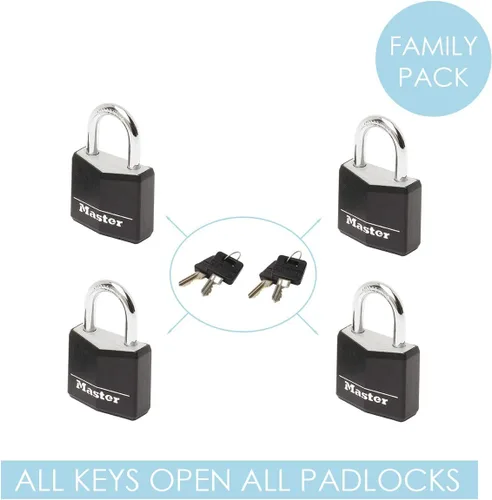Miniatura 3 de Master Lock Candado, cerradura de cuerpo de aluminio sólido, Negro -, Cerradura de equipaje