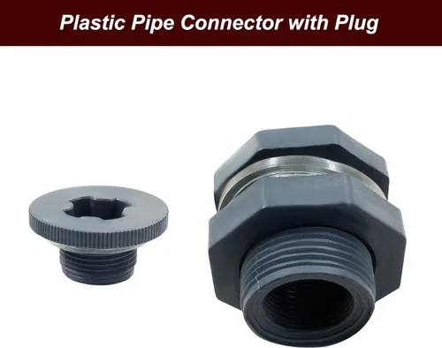Miniatura 4 de 2 piezas NPT3/4 de PVC con enchufes, conector de tanque de agua de plástico de 3/4 pulgadas, accesorios de tubería roscados a granel para barriles 2