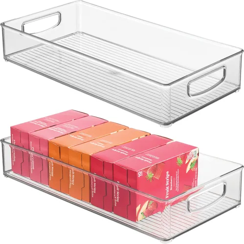 Miniatura 14 de iDesign Contenedor de almacenamiento transparente extra largo delgado Organizador estrecho, apilable, de cocina o despensa