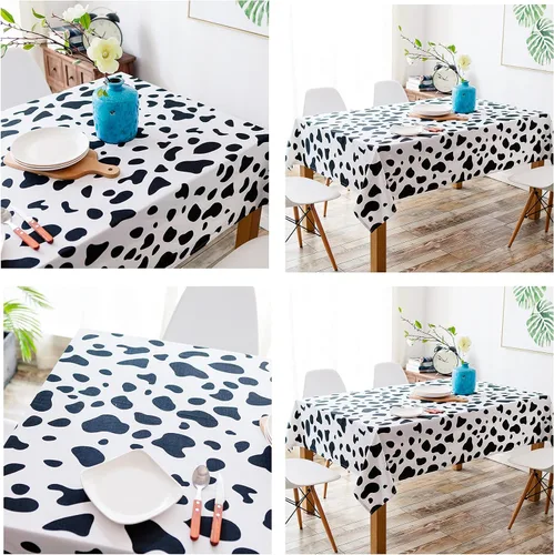 Miniatura 4 de Yansanido 2 manteles desechables de plástico con estampado de vaca en blanco y negro, mantel de 108 x 54 pulgadas, para fiesta, baile y picnic Rayas