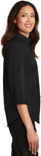 Miniatura 3 de Port Authority Camisa de sarga con botones SuperPro de manga 3/4 para mujer
