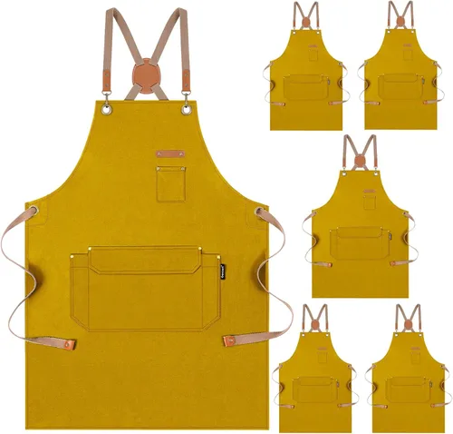 Miniatura 10 de Delantal de chef para hombres y mujeres con paquete de regalo, delantal de espalda cruzada con bolsillos para cocina, horneado, artista, pintura