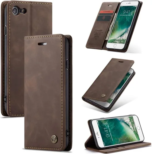 Miniatura 9 de SINIANL Funda para iPhone 7/8, Funda de cuero tipo billetera con tarjetero Cierre magnético Kickstand a prueba de golpes Fundas protectoras