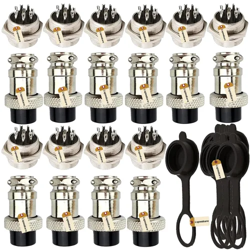 Miniatura 9 de Lsgoodcare Kit de surtido de 48 piezas, conector de cable de aviación macho hembra de 6 pines, 7 pines, 8 pines, 9 pines, 10 pines, rosca de 16 mm
