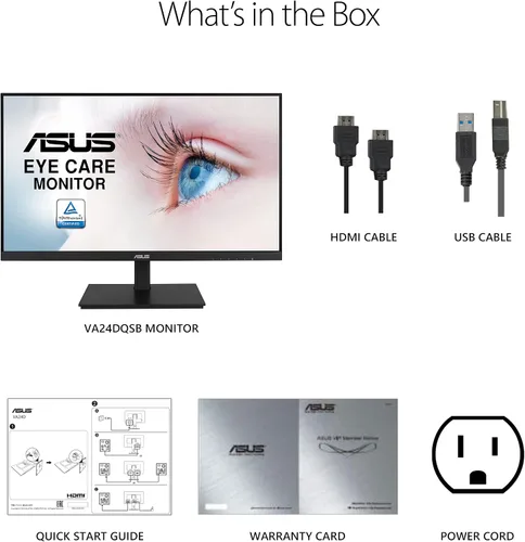 Miniatura 7 de ASUS Monitor 1080P de 24 pulgadas (VA24DQSB) - Full HD, IPS, 75 Hz, altavoces de sincronización adaptable con luz azul baja parpadeante sin marco