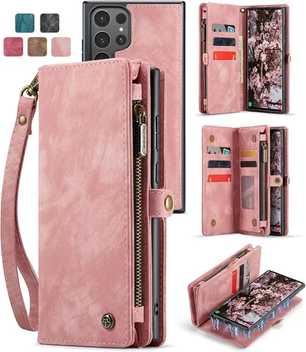 Miniatura 21 de Funda tipo cartera desmontable 2 en 1 para Samsung Galaxy S23 con tarjetero y funda de piel retro de alta calidad con tapa magnética, bolsillo