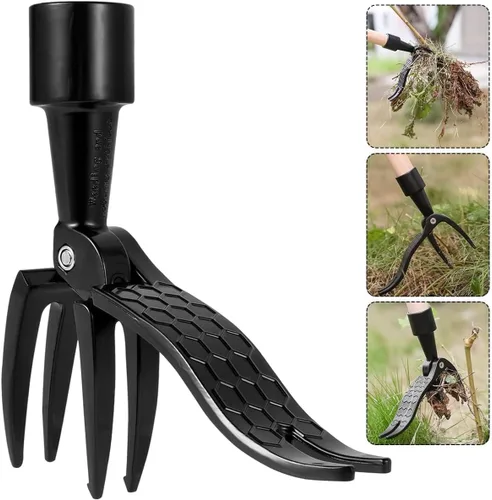 Miniatura 7 de Reemplazo de cabeza de recogedor de malezas de pie, pinza manual de malezas con cabeza de 4 garras, herramienta de eliminación de raíces