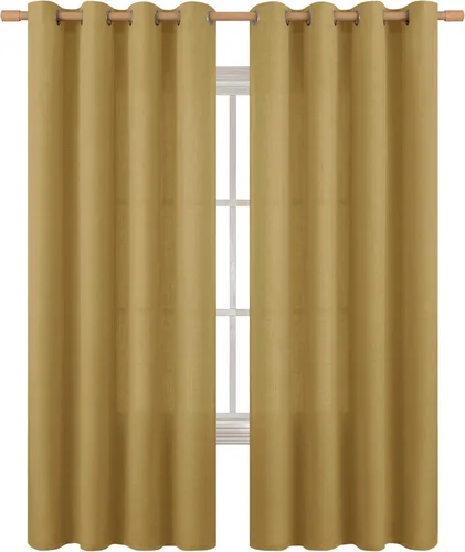 Miniatura 99 de BGment Cortinas de Lino Beige de 63 Pulgadas de Largo 2 Paneles - Tratamientos para Ventanas con Textura de Arpillera Filtrantes de Luz Cortinas