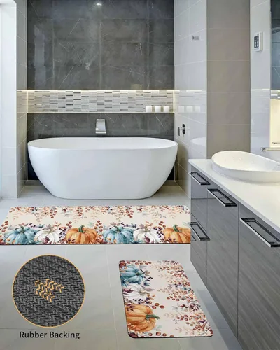 Miniatura 5 de Alfombra de baño elegante con diseño de calabaza para bañera, antideslizante, de secado rápido y absorbente, de tierra de diatomeas, para fregadero