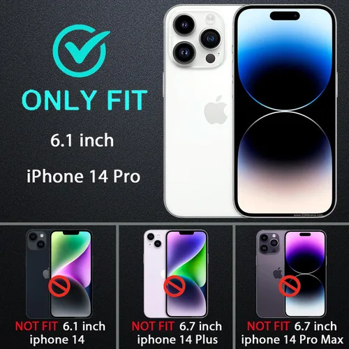 Miniatura 2 de YKHJKLEC Funda para iPhone 14 Pro, grado militar 3 en 1, resistente a los golpes, a prueba de caídas, polvo con 2 protectores de pantalla de vidrio