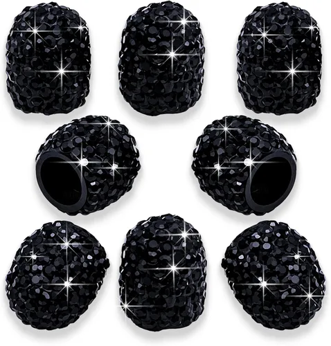 Miniatura 9 de 8 PCS Tapas de Válvula de Vástago de Neumático con Diamantes de Cristal Brillante, Tapas de Válvula de Neumático de Coche a Prueba de Polvo Blanco