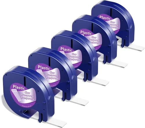 Miniatura 18 de Paquete de 4 cintas adhesivas de plástico transparente compatibles con Dymo Letratag 16952 S0721530 de 0.472 in x 13.1 ft 1/2 pulgadas x 13 pies