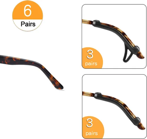 Miniatura 2 de SMARTTOP - Fundas de orejas antideslizantes para gafas, sujetadores de orejas de silicona suave para hombres, mujeres y niños, para deportes, Negro