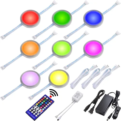 RGBWW Curio - Kit de luces LED debajo de la parte superior, cambia de color rojo, verde, azul y blanco cálido verdadero, atenuador remoto, conexión