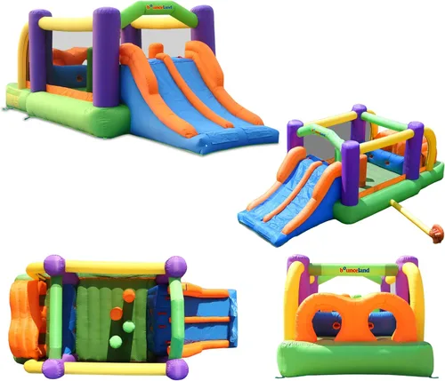 Miniatura 2 de Bounceland Pro Racer - Casa de rebote de obstáculos con toboganes dobles, rebote, subida, tobogán todo en uno, soplador UL 1 HP incluido, 19 pies x