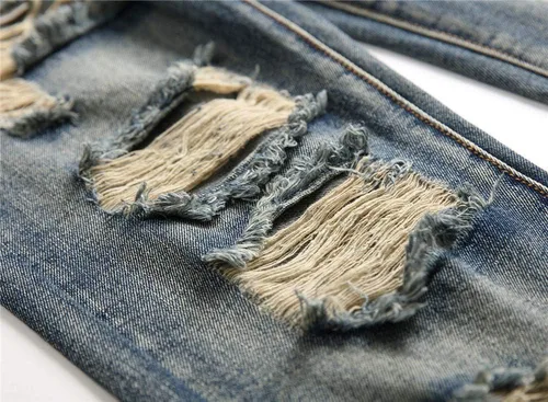 Miniatura 7 de AITITIA - Jeans rasgados de ajuste estándar para hombre