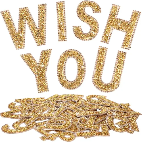 Miniatura 8 de WILLBOND - 37 piezas de calcomanías de letras con strass grandes, alfabeto de purpurina, número de cristal, calcomanías brillantes autoadhesivas