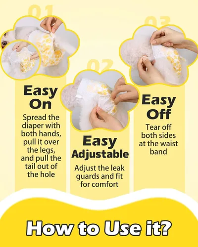 Miniatura 6 de Dono Pañales para perros hembra con cintura elástica - 24 unidades, pañales desechables de envoltura completa para cachorros en período de calor