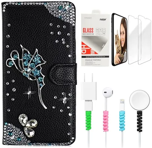 Miniatura 7 de Bling SSBLDwSPCPSeries-13 - Funda de piel con tapa y protector de pantalla y cable