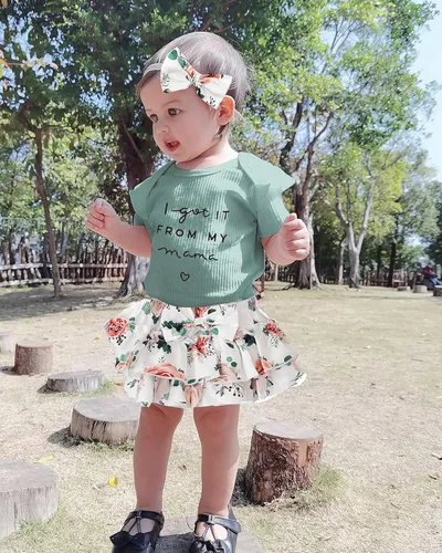 Miniatura 29 de Mioglrie Conjunto de ropa para bebé recién nacida, conjunto de pantalones cortos, conjunto floral de verano, ropa de bebé linda para niña