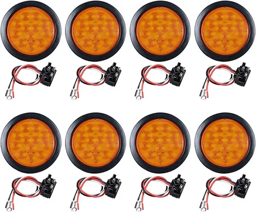 Miniatura 82 de Kit de tapones de cableado con cubierta de hule para luz trasera LED redonda de 4", 12 ledes, para RV, camioneta Luz roja - Lente transparente