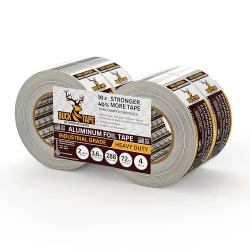 Miniatura 22 de Cinta de aluminio de hoja de lata BUCK – 3 pulgadas x 216 pies (72 yardas), 3.6 mil – Cinta para HVAC para conductos, AC, ventilaciones de secadora