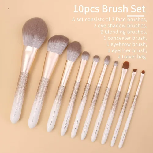 Miniatura 7 de ENZO KEN Juego de brochas de maquillaje de cabello natural profesional, juego de brochas de maquillaje de pelo de zorro con estuche, juego