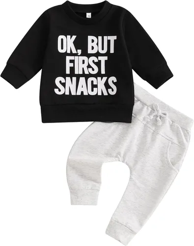 Miniatura 103 de BemeyourBBs Conjunto divertido de sudadera y pantalones de manga larga con letras divertidas para bebé niño y niño