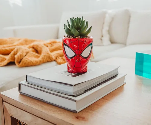Miniatura 7 de Toynk Marvel Comics Spider-Man Web-Head - Mini maceta de cerámica de 3 pulgadas con suculentas artificiales, maceta pequeña, plantas