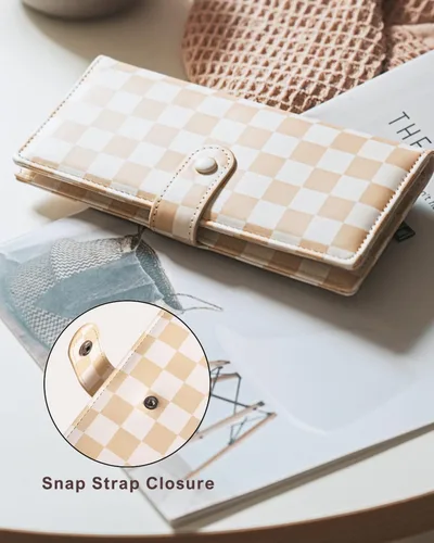 Miniatura 7 de Unilily Cartera delgada para mujer, con bloqueo RFID, de piel vegana, plegable, tarjetero con 2 ventanas de identificación y bolsillo con Lila