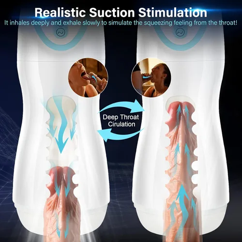 Miniatura 3 de Masturbador masculino automático para simulador de pene mamada con 4 modos de succión para tragar juguete sexual oral, 7 vibrantes, coño eléctrico