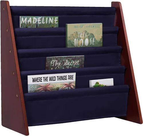 Wildkin estantería de lona para niños y niñas, diseño de madera con cuatro estantes de tela, mantén las habitaciones, salas de juegos y aulas