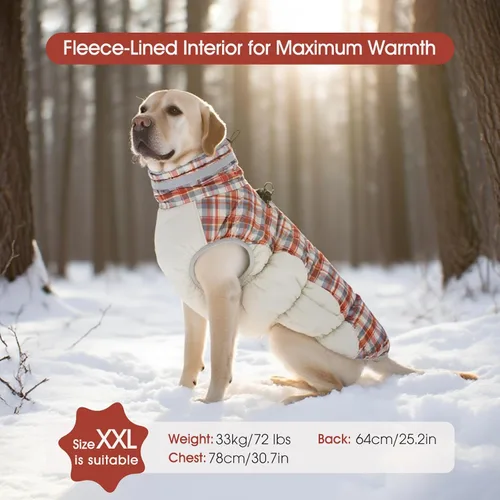 Miniatura 8 de FUAMEY - Abrigo de invierno para perro, chaquetas con arnés integrado, chaleco acolchado con cremallera, ropa reflectante para perros pequeños, Rojo