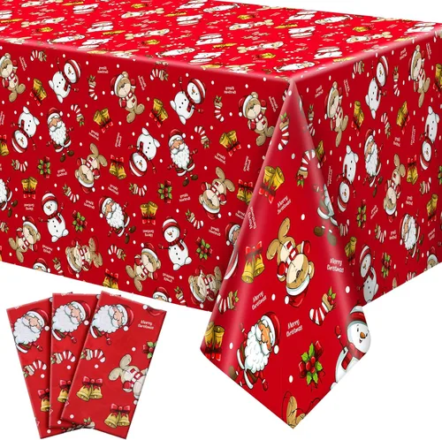 Miniatura 17 de Newwiee Paquete de 3 manteles de Acción de Gracias de 108 x 54 pulgadas, manteles de plástico desechables de otoño, mantel rectangular impermeable